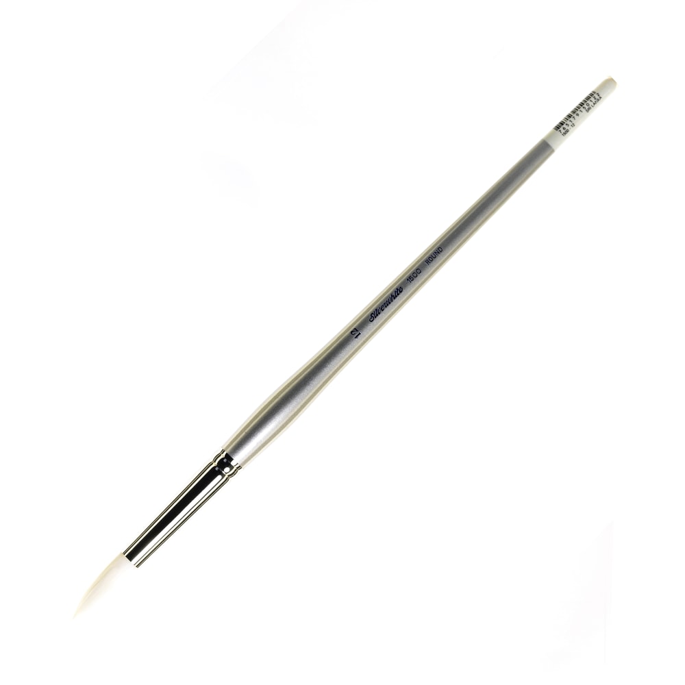 Silver Brush Silverwhite Series Long-Handle Paint Brush, Size 12, Round Bristle, Synthetic, Silver/White