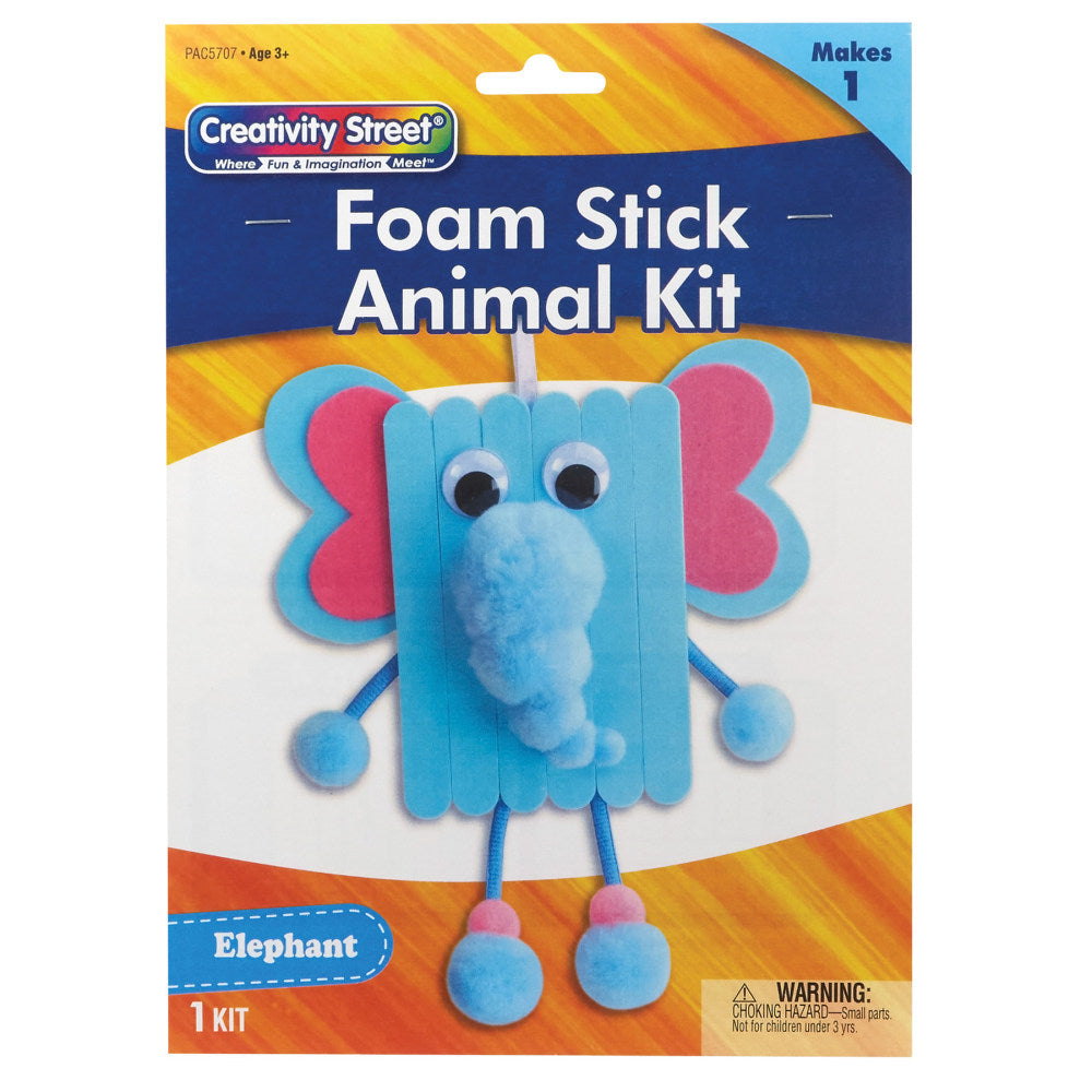 Creativity Street Foam Stick Animal Kits, 11in x 7-3/4in x 1-1/4in, Elephant, Set Of 6 Kits