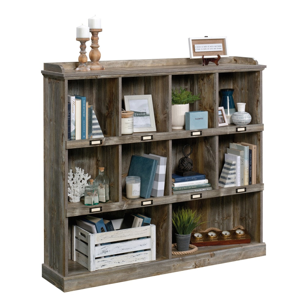 Sauder Granite Trace 48inH 10-Shelf Cubby Bookcase, Rustic Cedar