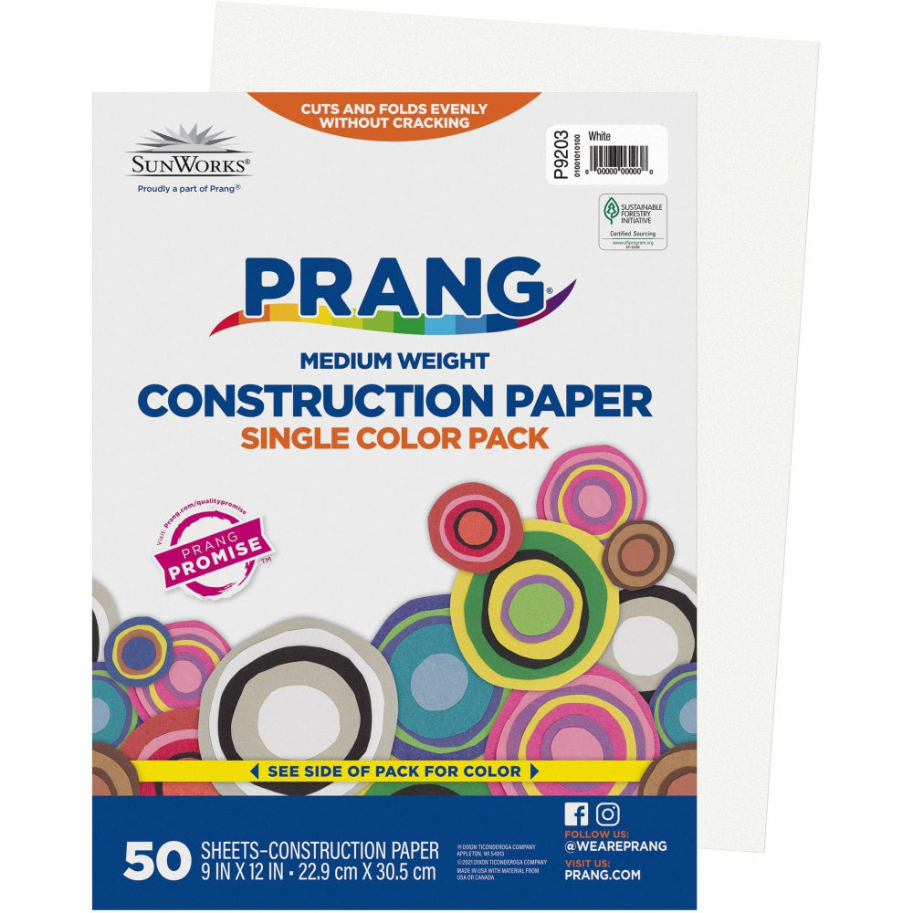 Prang Construction Paper, 9in x 12in, White, Pack Of 50