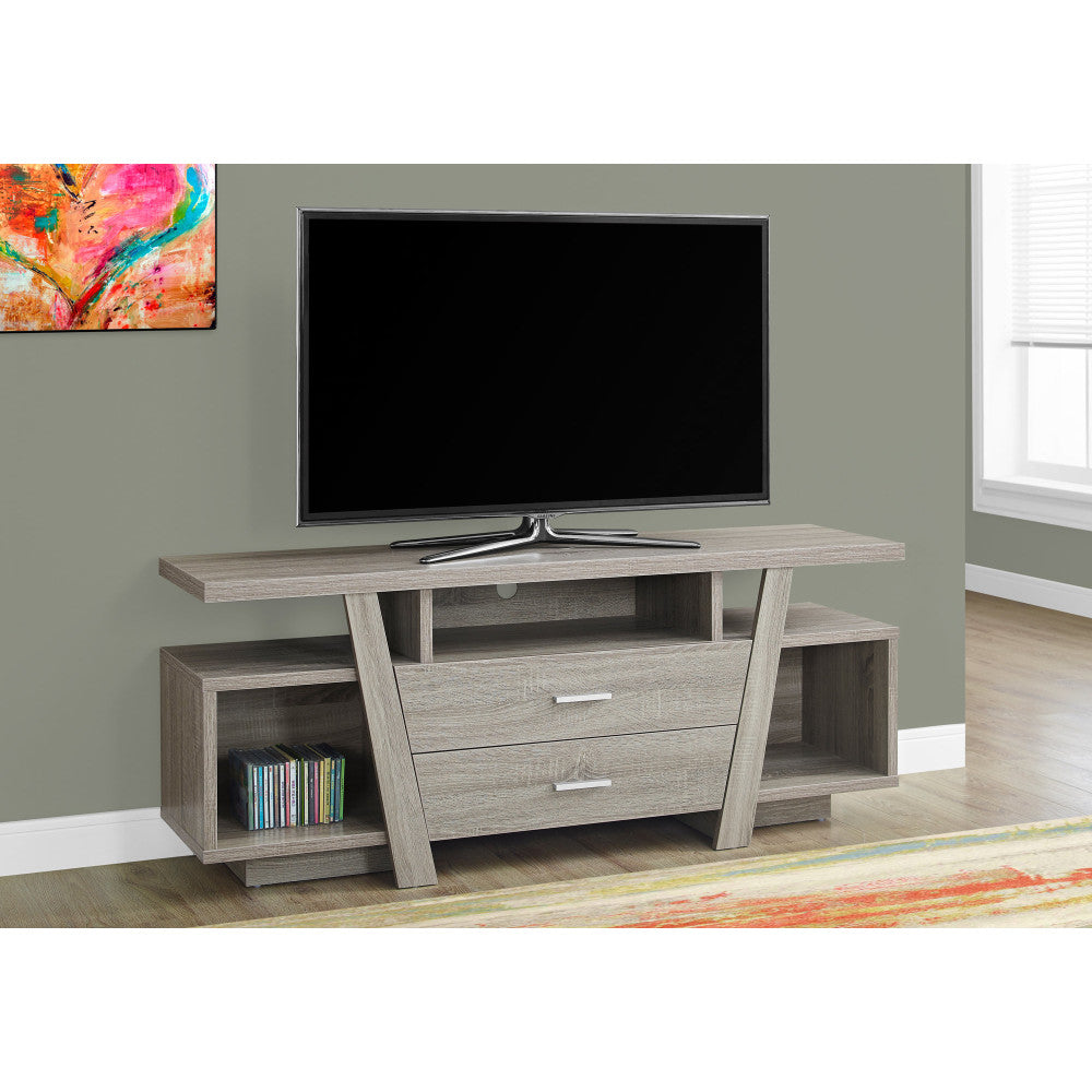 Monarch Specialties Madison TV Stand, 23-3/4inH x 60inW x 15-1/2inD, Dark Taupe