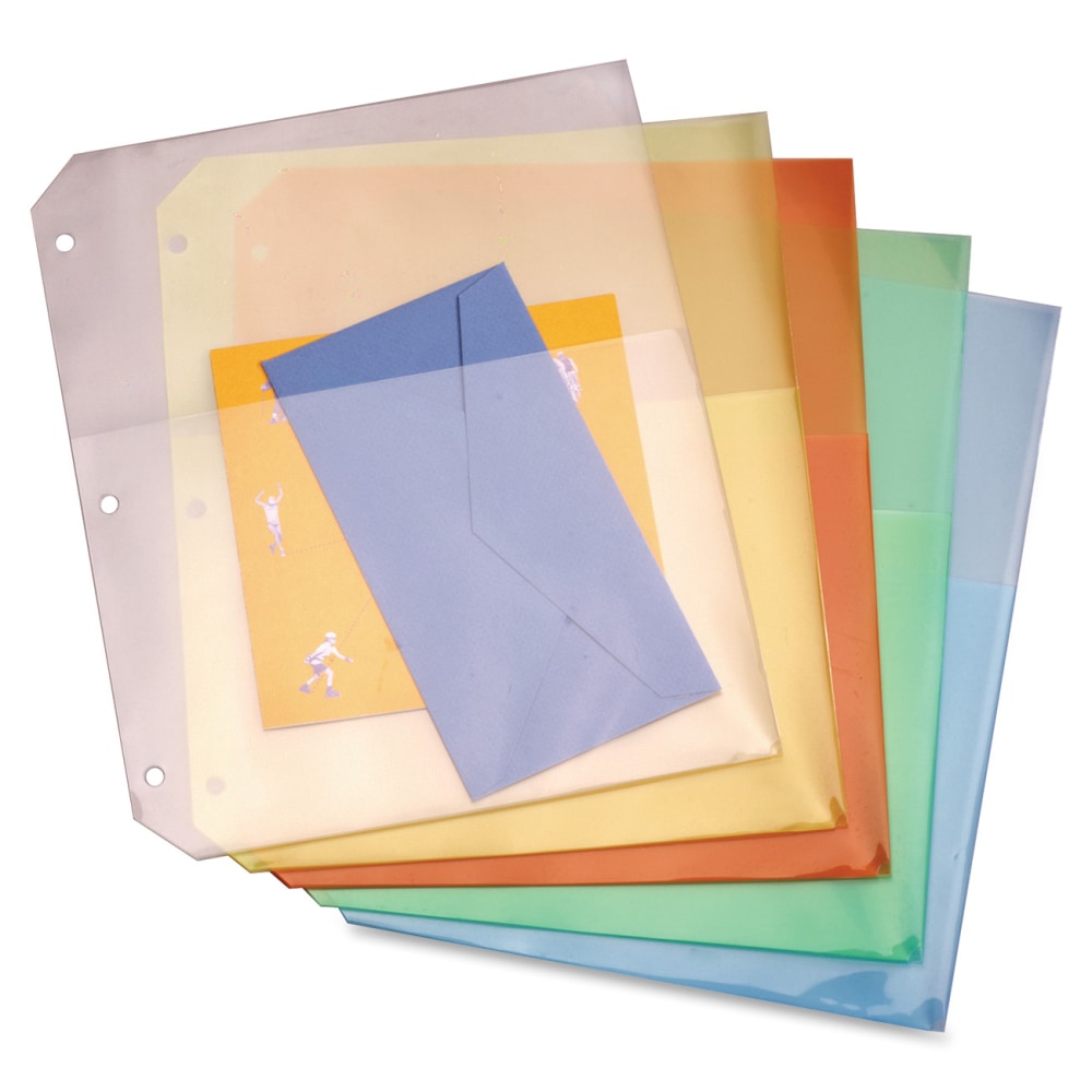 Cardinal Poly Ring Binder Pockets, Multicolor, Pack Of 5