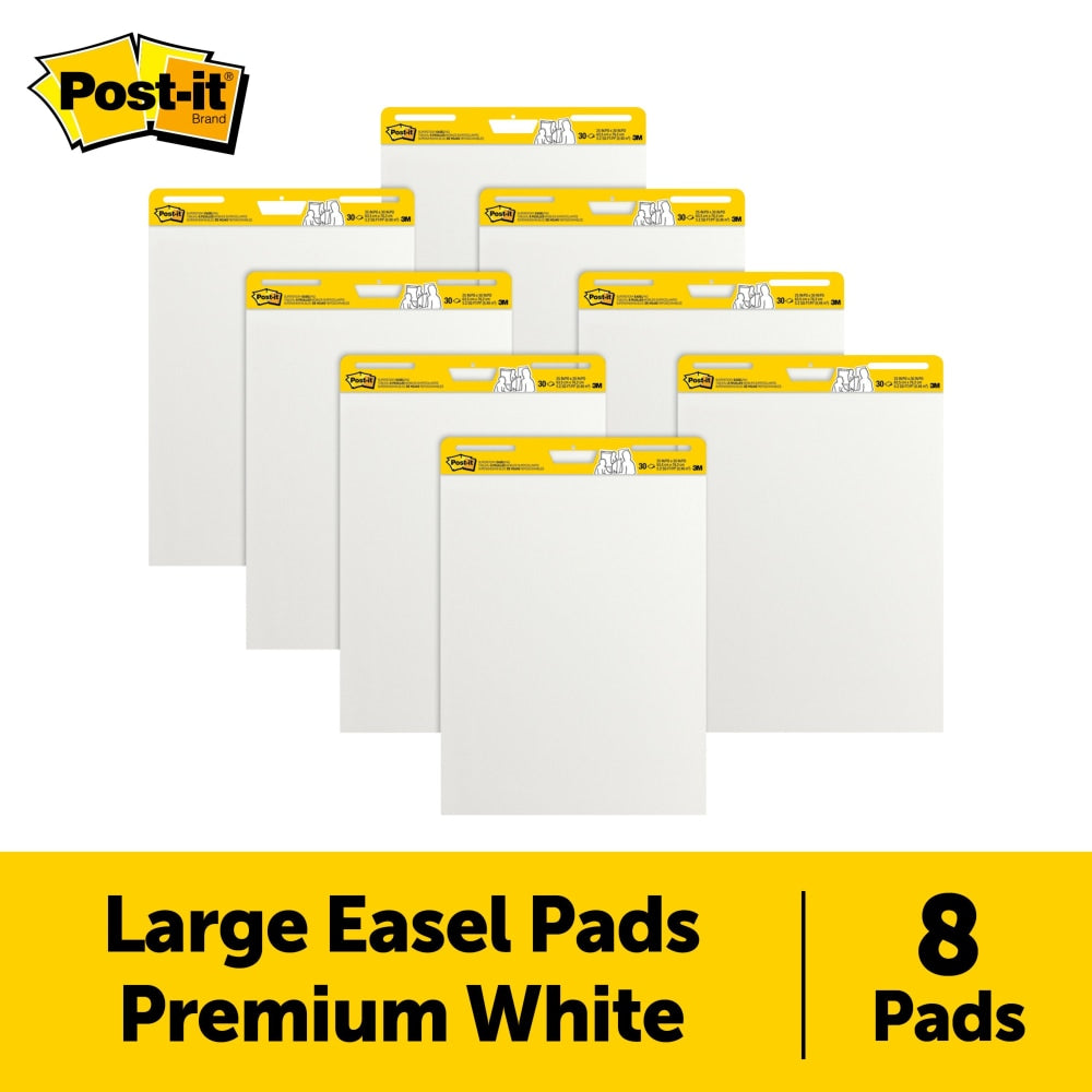 Post-it Super Sticky Easel Pad, 25in x 30in, White, Pack of 8 Pads