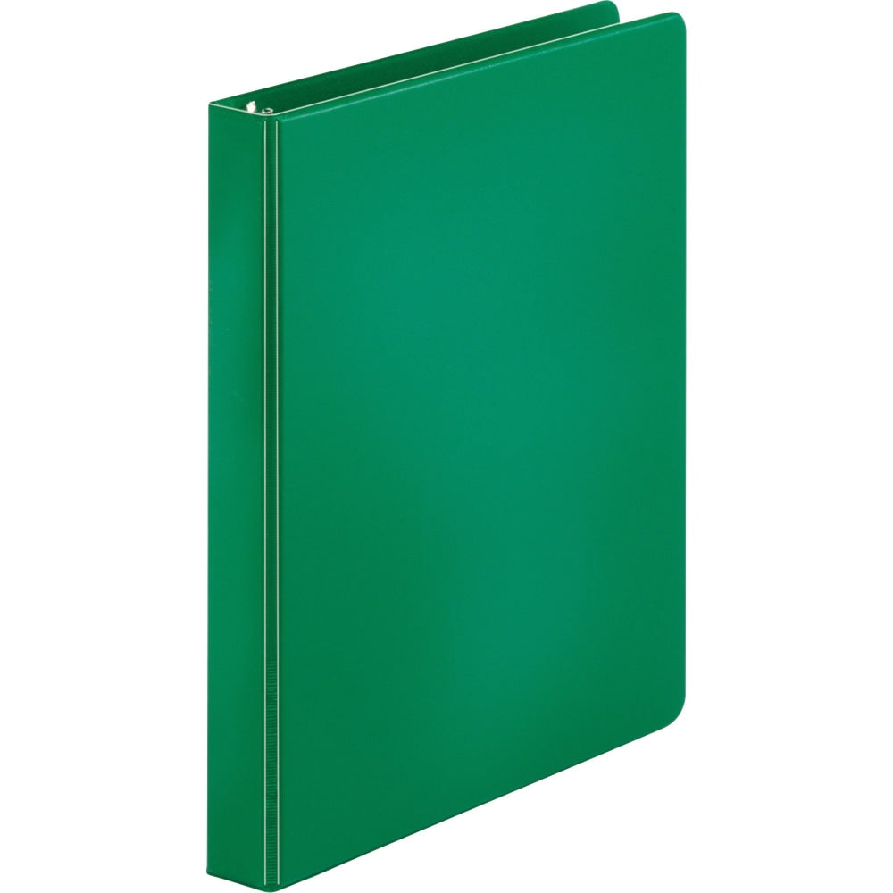 Business Source Basic 3-Ring Binder, 1in Round Rings, Green