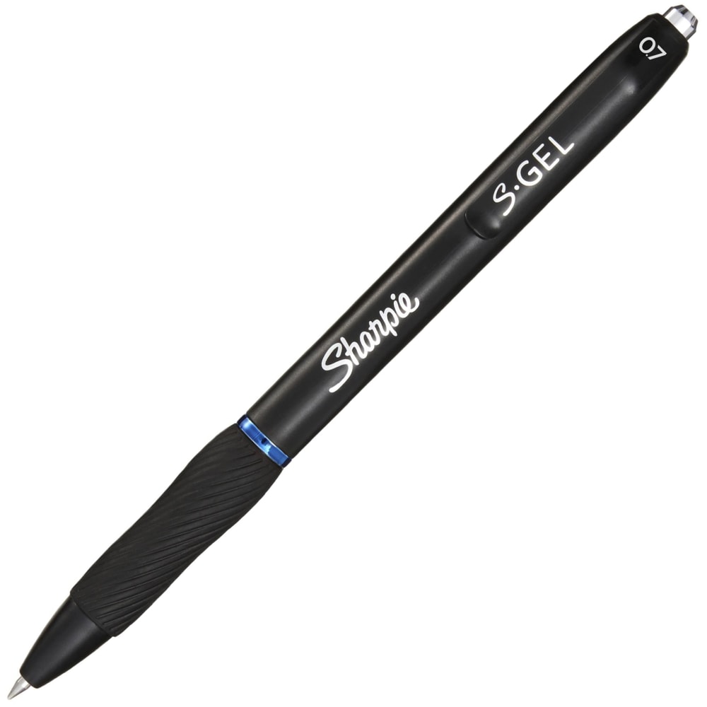 Sharpie S Gel Pens, Medium Point, 0.7 mm, Black/Blue Barrel, Blue Ink, Pack Of 36 Pens