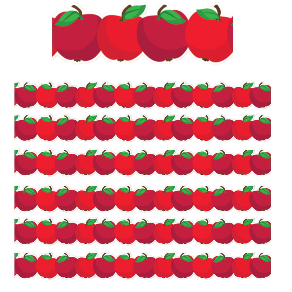 Eureka School Extra-Wide Deco Trim, Die-Cut, Apple, 37' Per Pack, Set Of 6 Packs