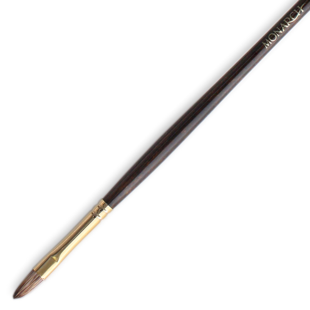 Winsor & Newton Monarch Long-Handle Paint Brush, Size 4, Filbert Bristle, Synthetic, Brown