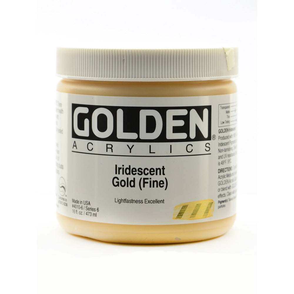 Golden Acrylic Paint, Fine, 16 Oz, Iridescent Gold