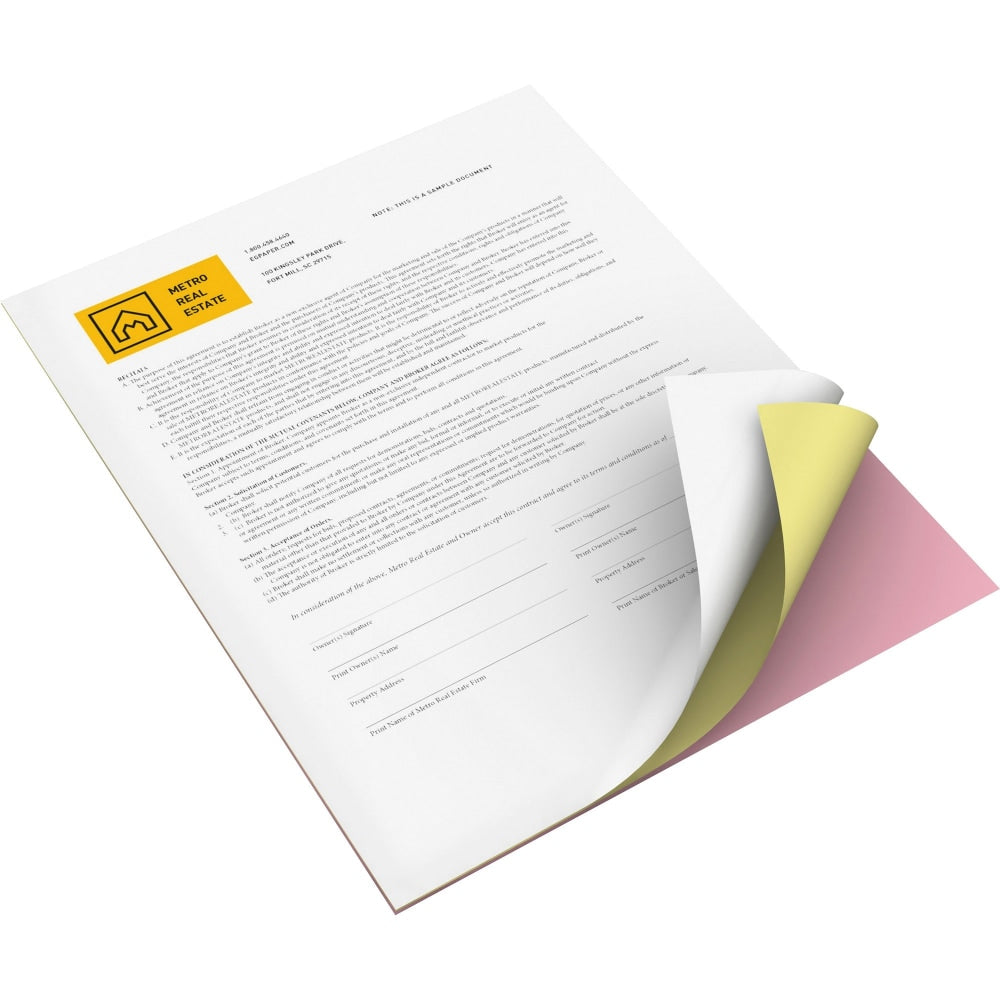 Xerox Bold Digital 3-Part Carbonless Paper, White/Yellow/Pink, Letter Size (8 1/2in x 11in), Carton Of 5,010 Sheets, 22 Lb, 98 Brightness