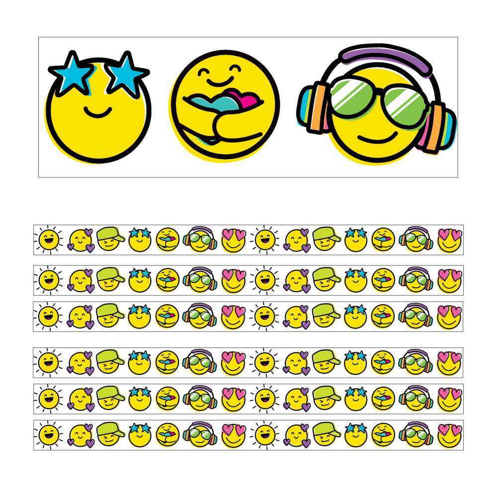 Carson Dellosa Education Straight Borders, Kind Vibes Smiley Faces, 36ft Per Pack, Set Of 6 Packs