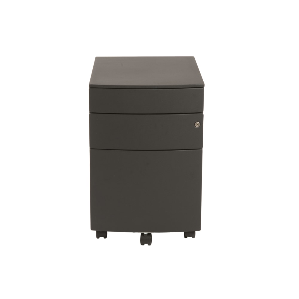 Eurostyle Floyd 15-3/5inW x 22-1/2inD Lateral 3-Drawer Commercial Rolling File Cabinet, Black