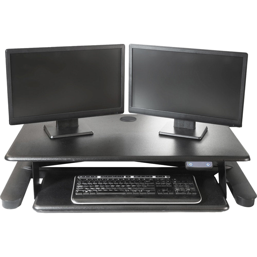 Kantek Electric Sit to Stand Workstation - Up to 24in Screen Support - 60 lb Load Capacity - 23.4in Height x 35in Width x 26in Depth - Desktop - Black