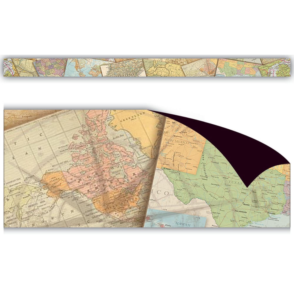 Teacher Created Resources Magnetic Border, Travel The Map, 24ft Per Pack, Set Of 3 Packs