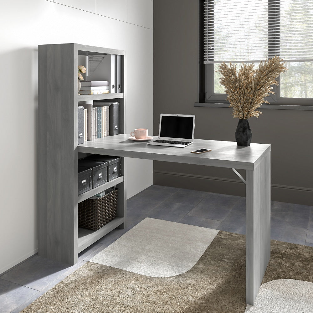 Bush Business Furniture Echo 56inW Bookcase Computer Desk, Modern Gray, Standard Delivery