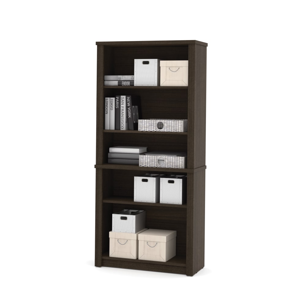 Bestar Embassy 67inH 5-Shelf Bookcase, Dark Chocolate