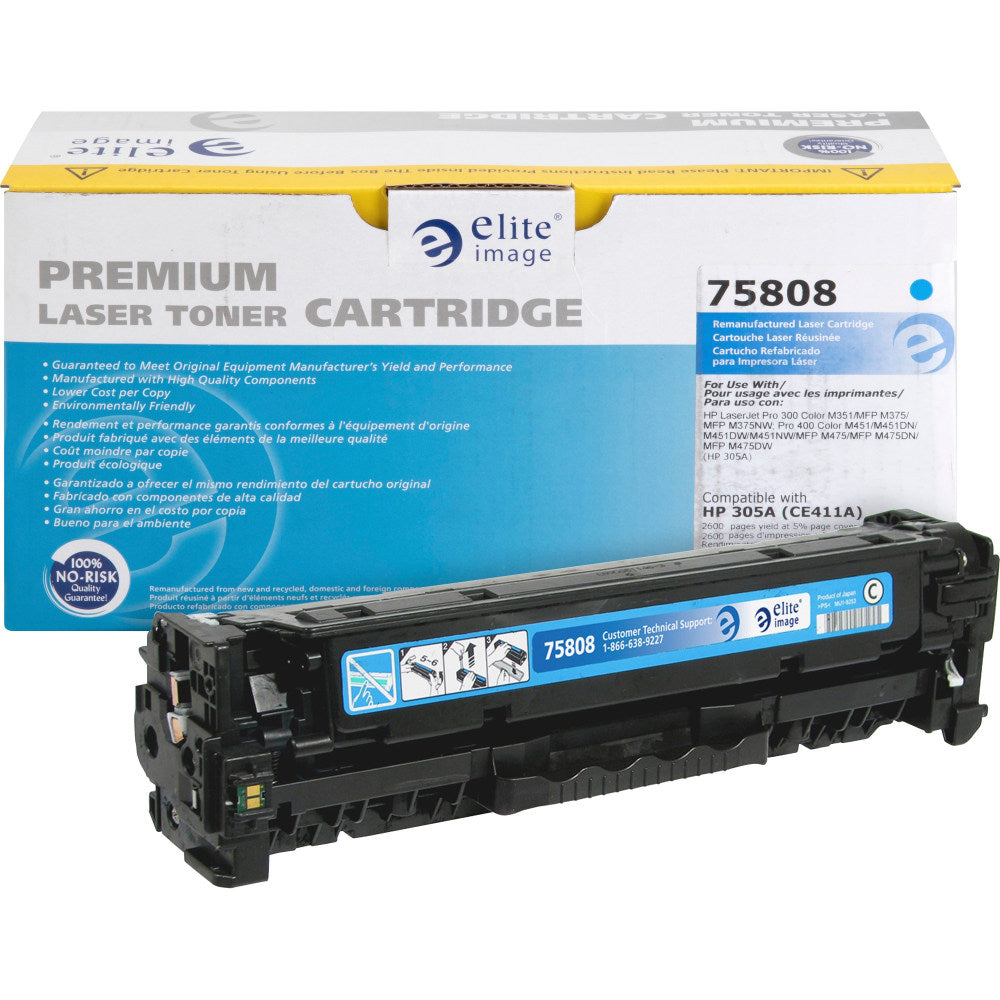 Elite Image Remanufactured Cyan Toner Cartridge Replacement For HP 305A, CE411A