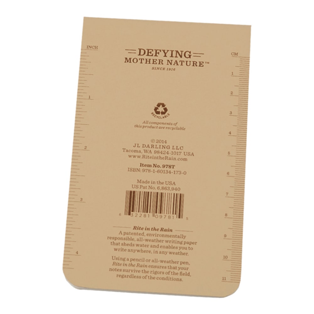 Rite In The Rain Top-Bound Memo Books, 3-1/4in x 5-1/2in, Tan, Pack Of 12 Books