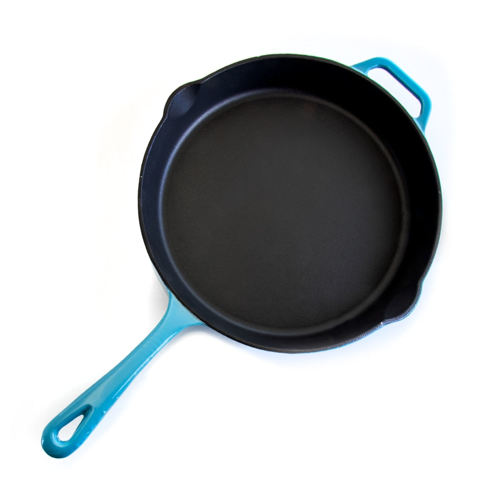 MegaChef Cast Iron Skillet, 12in, Blue