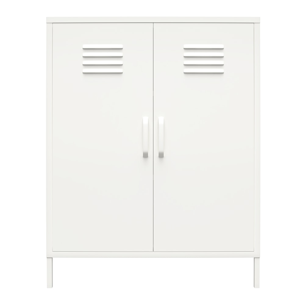 Ameriwood Home Mission District 2-Door 3-Shelf Metal Locker Storage Cabinet, 40inH x 31-1/2inW x 15-3/4inD, White