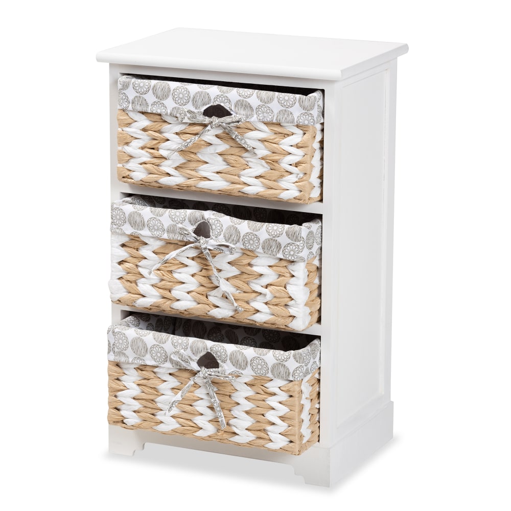 Baxton Studio Rianne 16inW 3-Basket Storage Unit, White