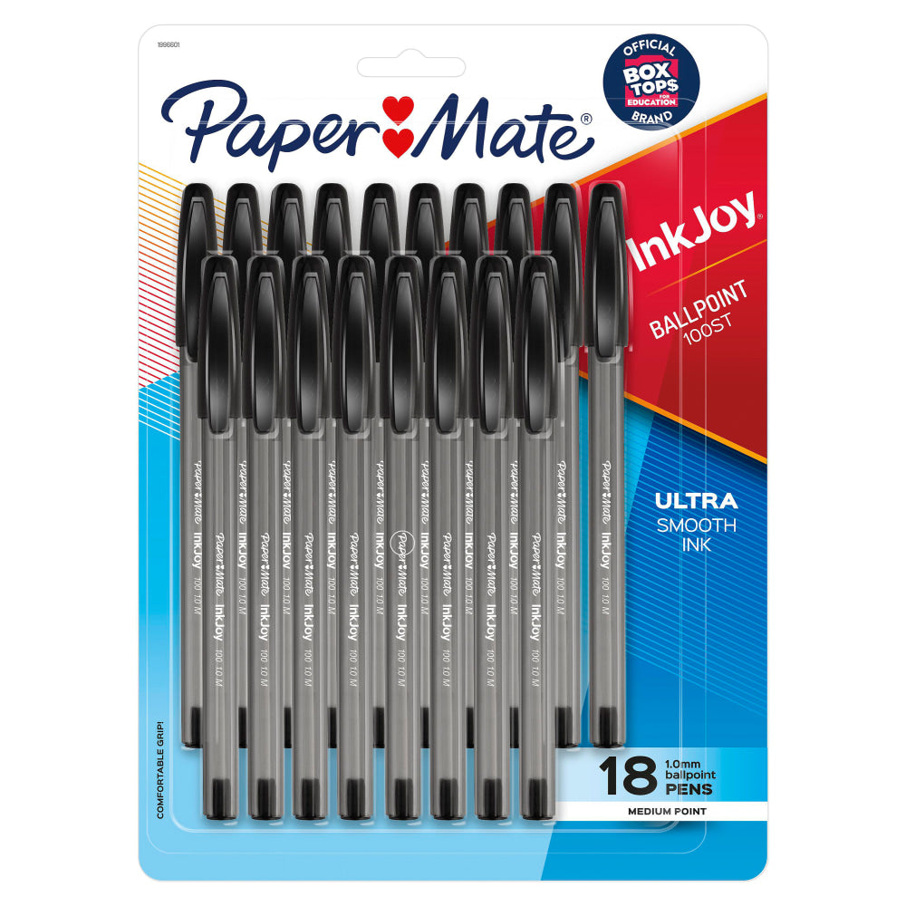 Paper Mate InkJoy 100ST Ballpoint Pens, Medium Point (1.0mm), Black, 18 Count