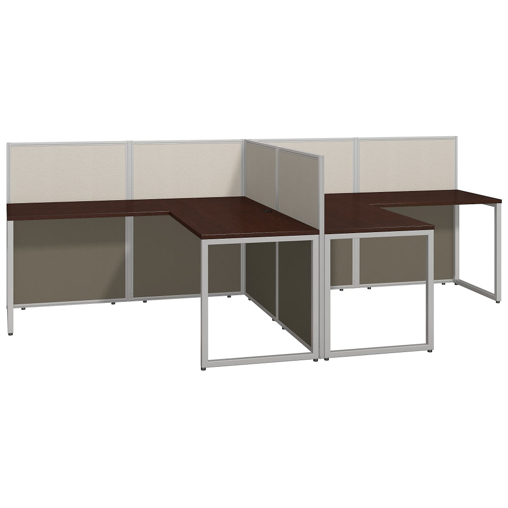 Bush Business Furniture Easy Office 60inW 2-Person L-Shaped Cubicle Desk Workstation With 45inH Panels, Mocha Cherry/Silver Gray, Standard Delivery