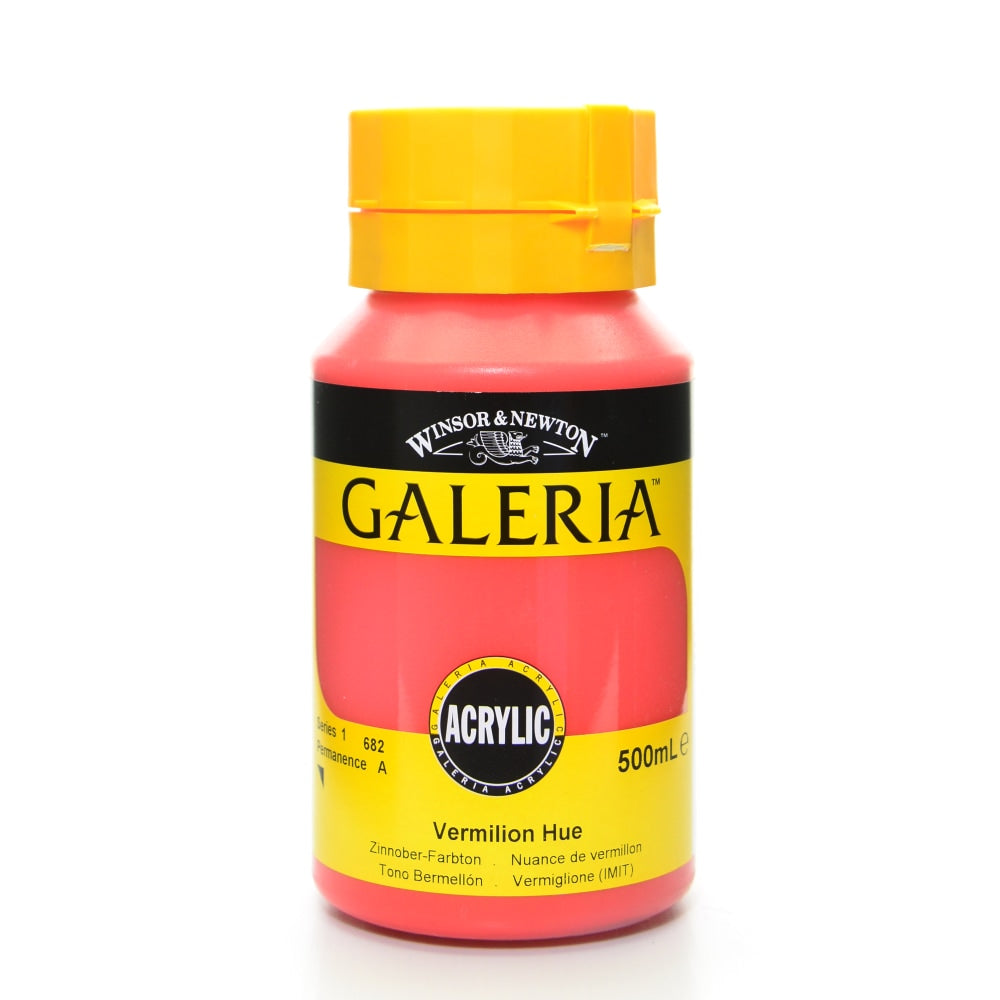 Winsor & Newton Galeria Flow Formula Acrylic Colors, 500 mL, Vermilion Hue, 682