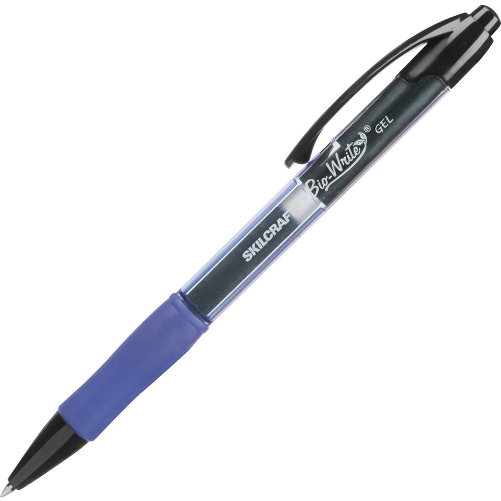 SKILCRAFT Bio-Write Retractable Gel Pens, Medium Point, 0.7 mm, Blue Barrel, Blue Ink, Pack Of 12 (AbilityOne 7520-01-588-2364)