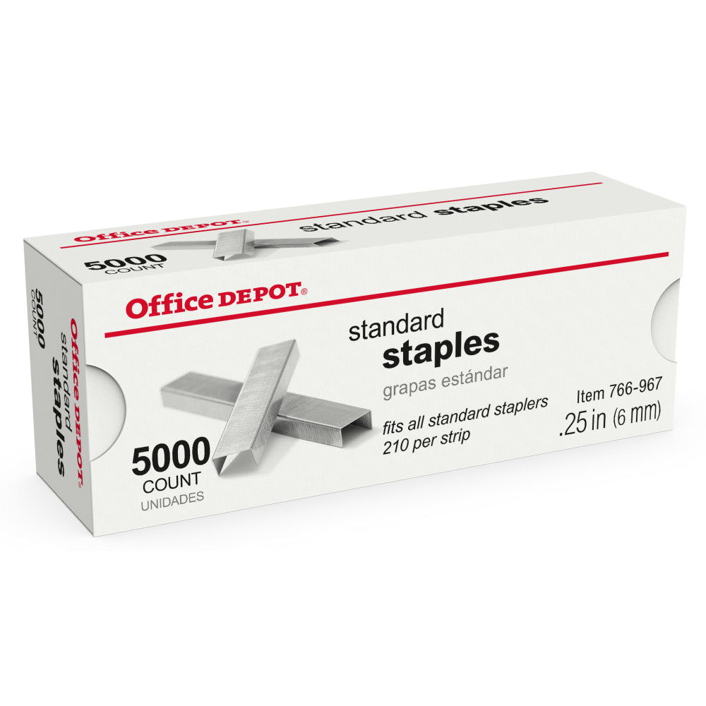 Office Depot Brand Staples, 1/4in Standard, Full Strip, Box Of 5,000, OD766967