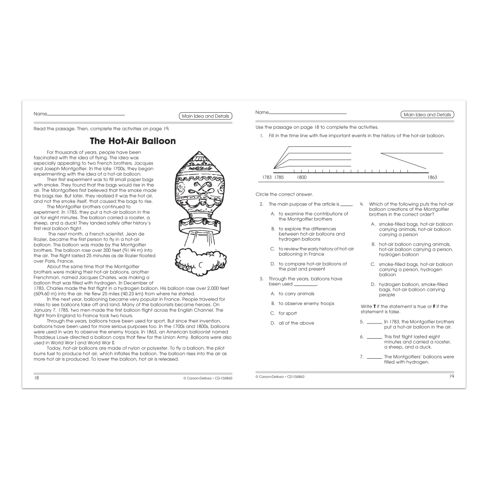 Carson-Dellosa 100+ Series Reading Comprehension Workbooks, Grade 5