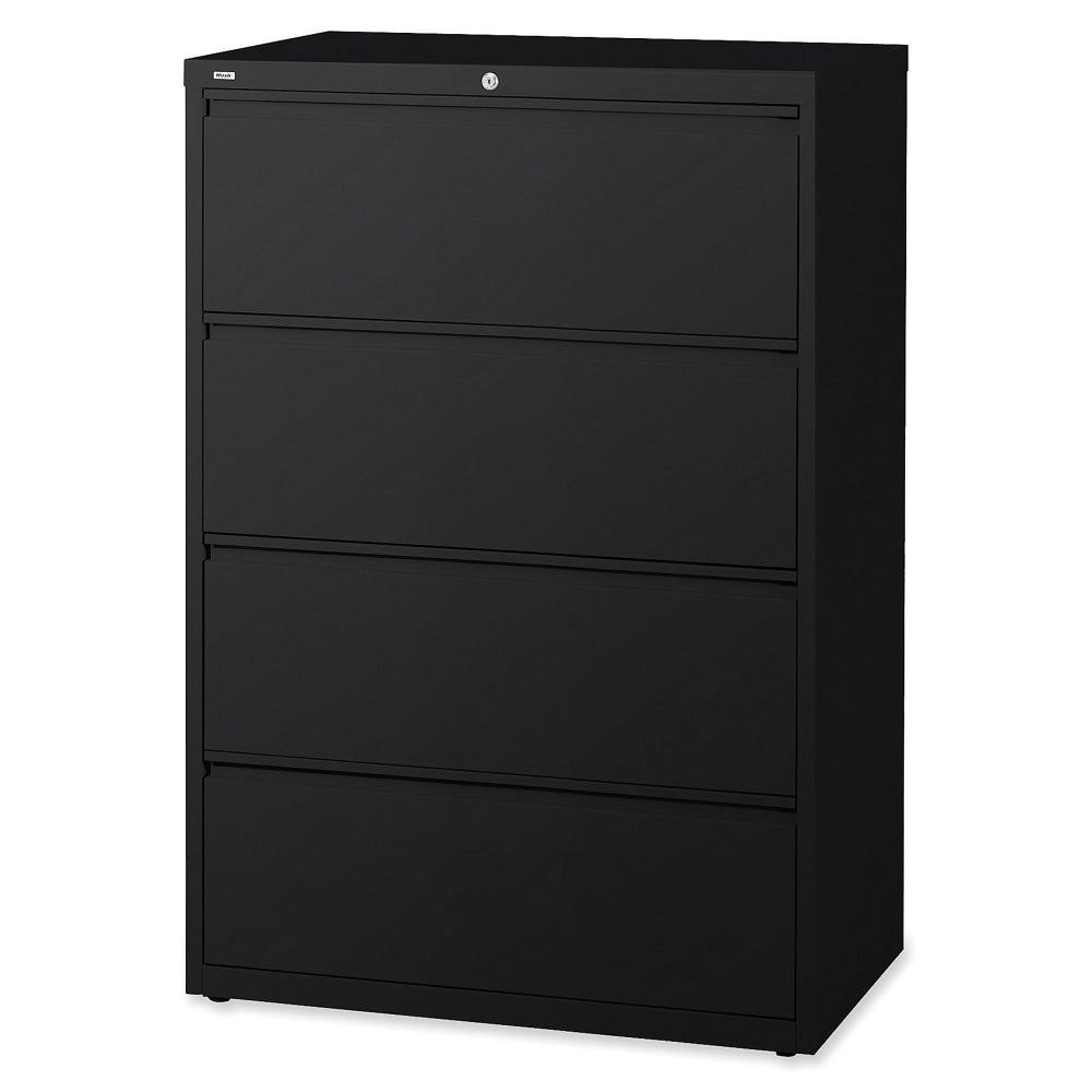 Lorell Fortress 36inW x 18-5/8inD Lateral 4-Drawer File Cabinet, Black