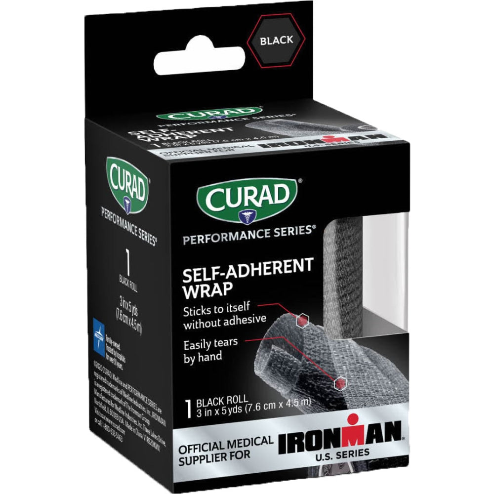 CURAD IRONMAN Performance Series Self-Adherent Wrap, 3in x 5 Yd., Black, Case Of 24 Boxes