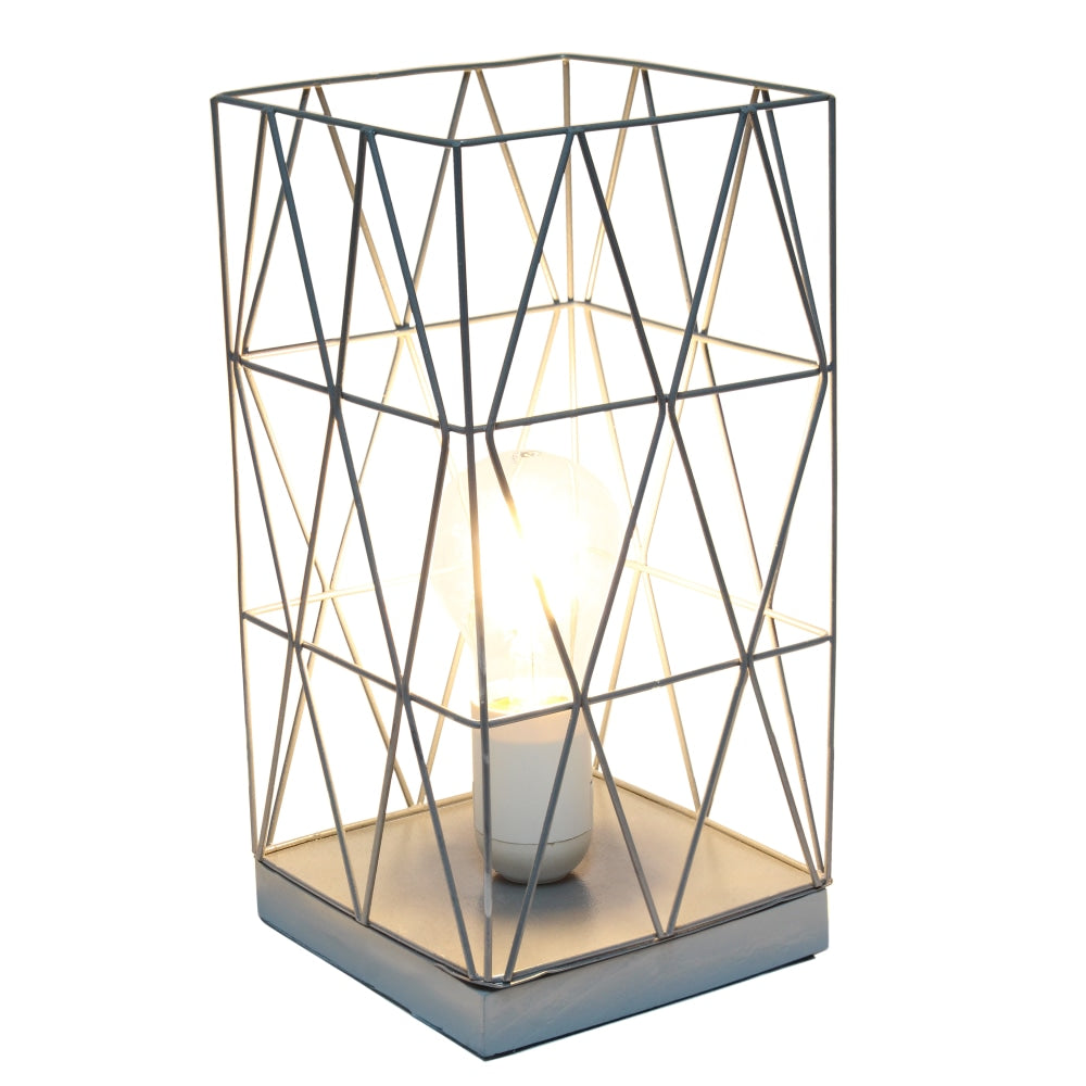 Simple Designs Geometric Square Table Lamp, 10-1/4inH, Gray