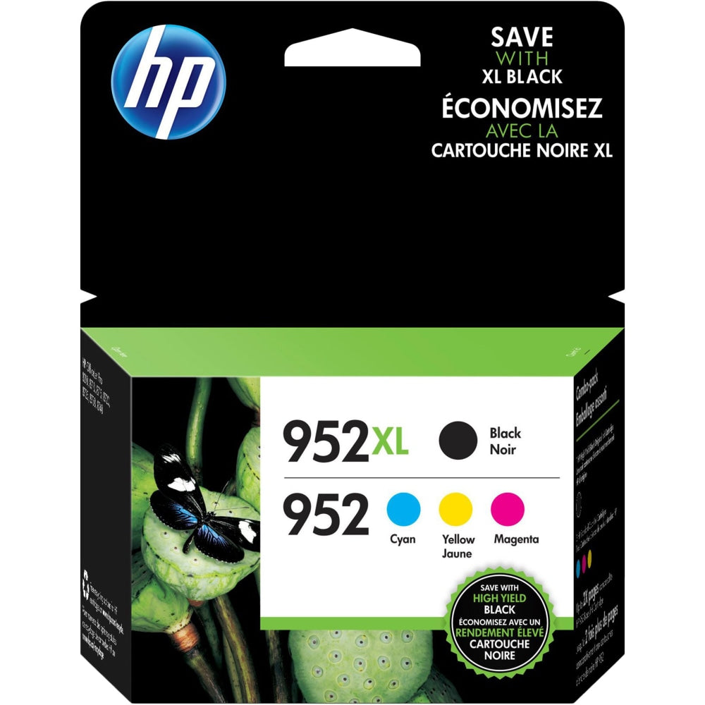 HP 952XL Black/952 Cyan; Magenta; Yellow High-Yield Ink Cartridges, Pack Of 4, N9K28AN