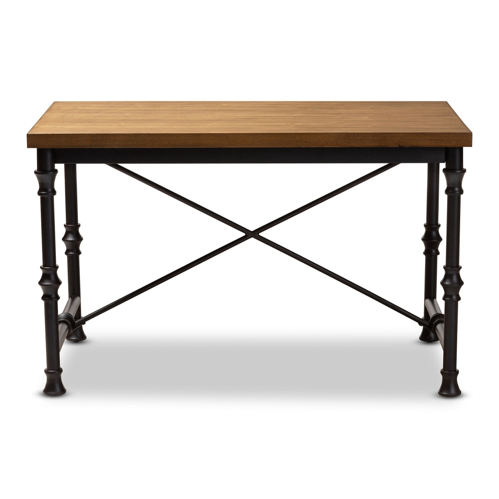 Baxton Studio Ayaz Cross 48inW Writing Desk, Dark Oak Brown