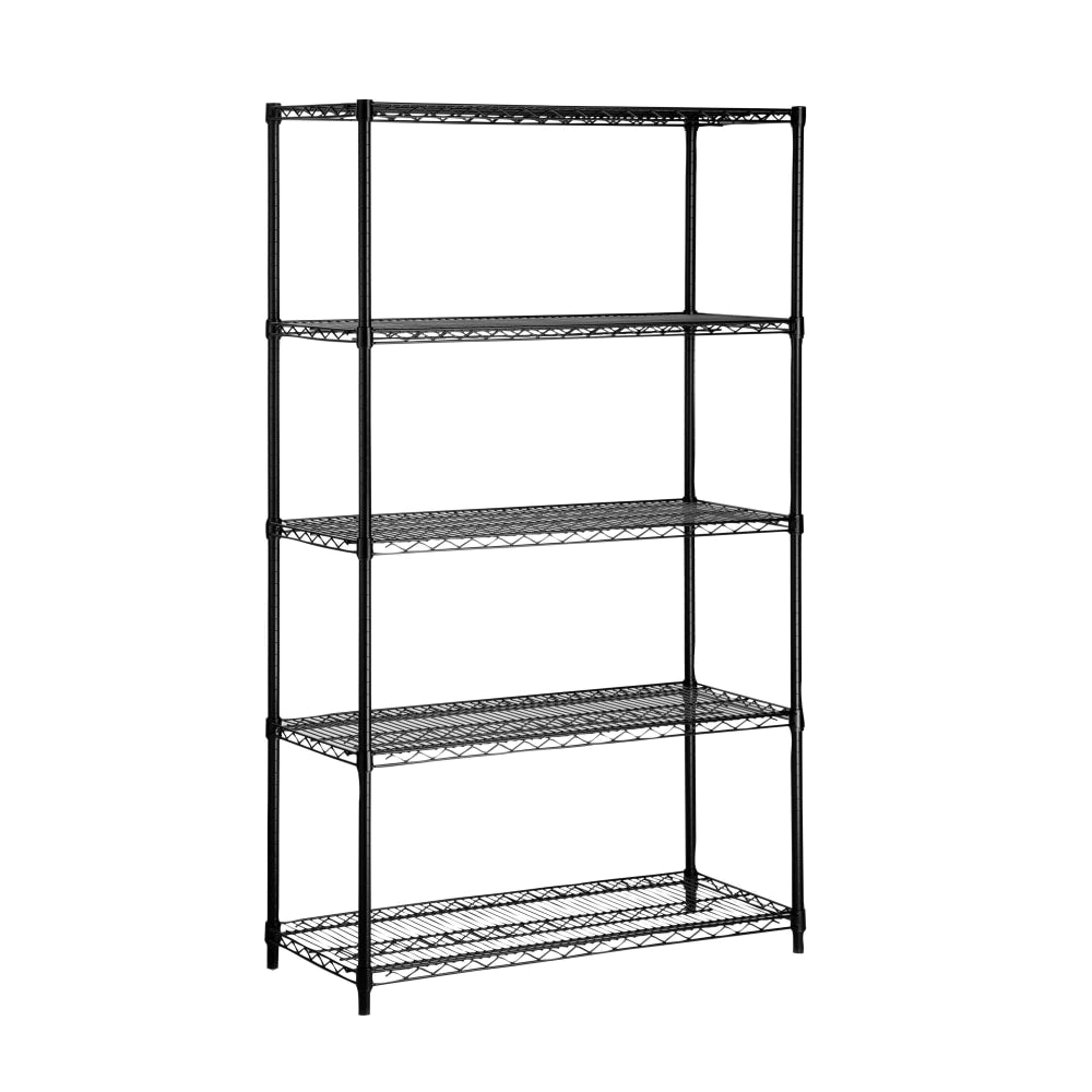 Honey-can-do SHF-01440 Industrial 5-Tier Adjustable Storage Shelving Unit, Black - 5 Tier(s) - 72in Height x 18in Width42in Length - Floor - Durable, Sturdy, Rust Resistant, Adjustable Shelf, Heavy Duty - Black - Steel