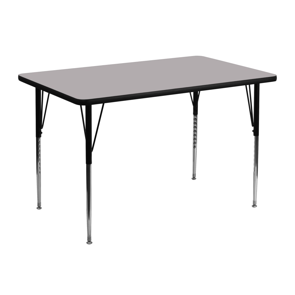 Flash Furniture 48inW Rectangular Thermal Laminate Activity Table With Standard Height-Adjustable Legs, Gray