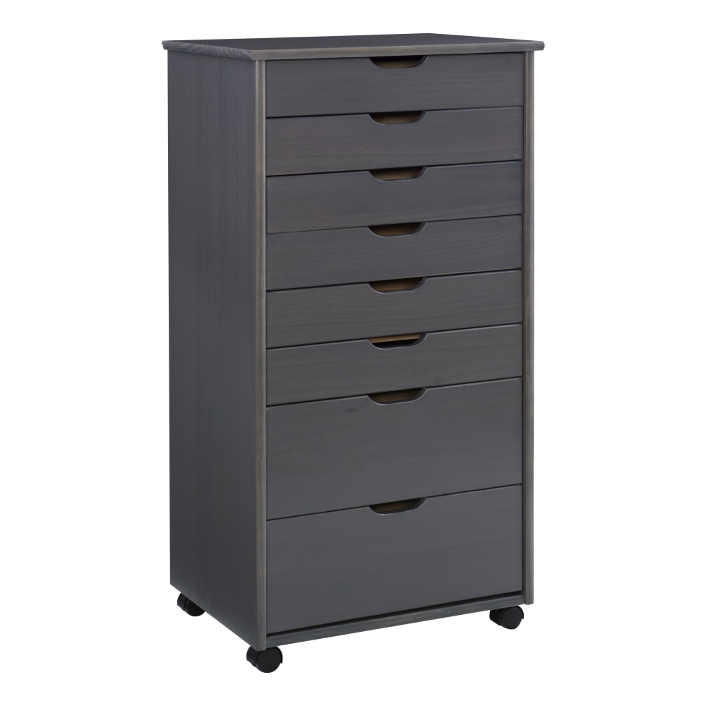 Linon Casimer 8-Drawer Rolling Home Office Storage Cart, Grey