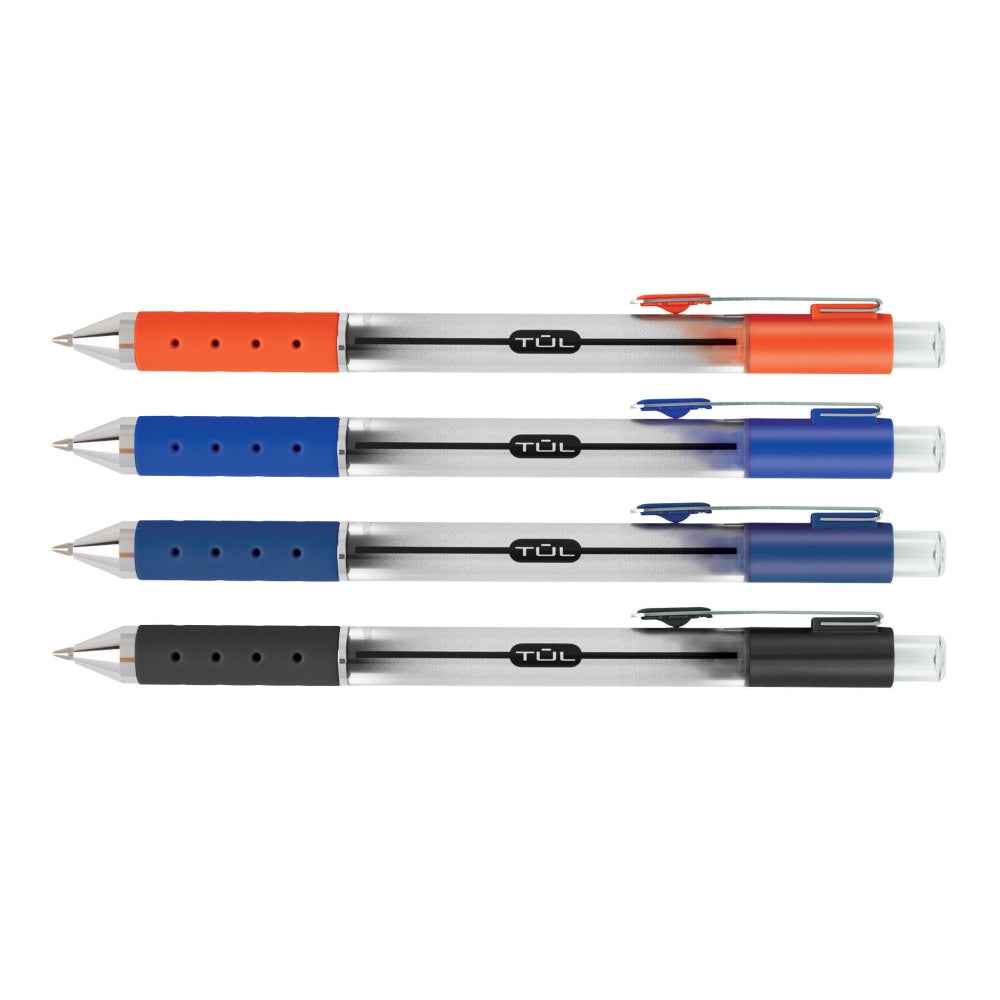 TUL GL Series Retractable Gel Pens, Medium Point, 0.7 mm, Sliver Barrel, Assorted Standard Inks, Pack Of 8 Pens