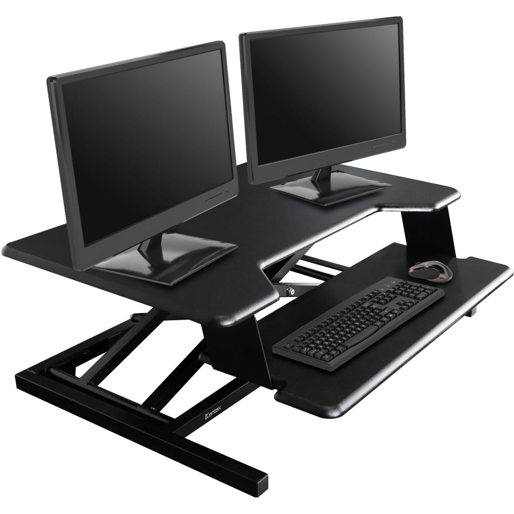 Kantek Sit-to-Stand Desk Riser, 20inH x 35-1/2inW x 24inD, Black