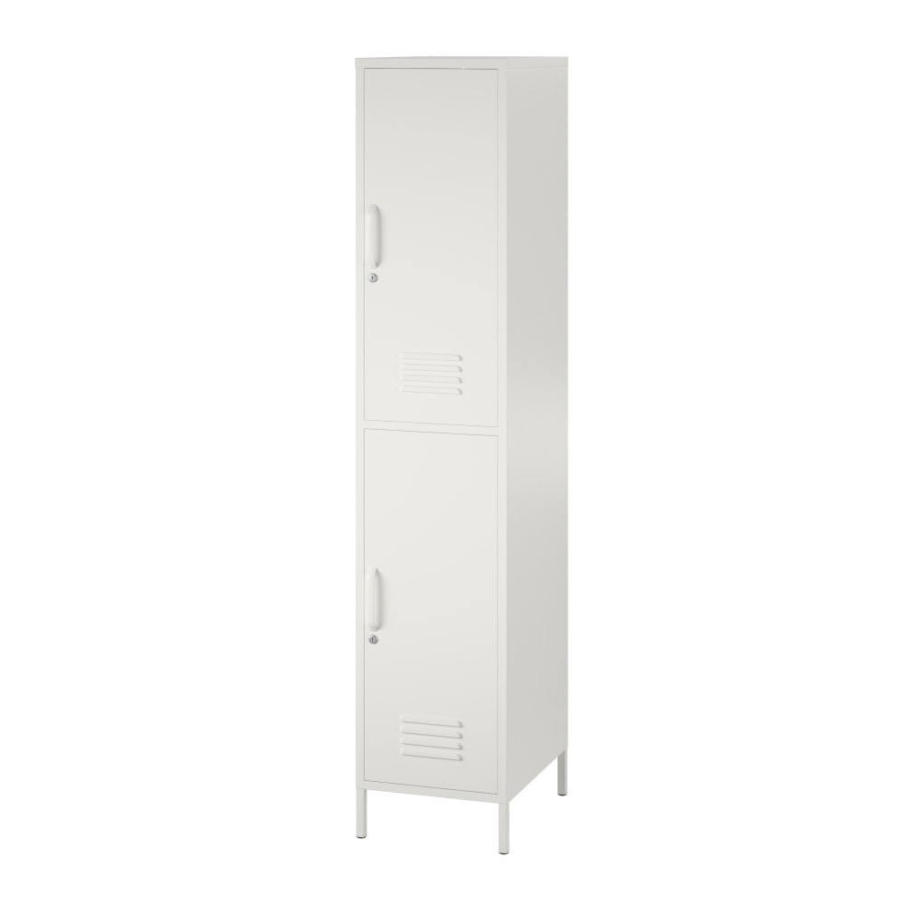 Ameriwood Home Systembuild Evolution Mission District 2-Door Metal Locker Storage Cabinet, 72-7/8inH x 15inW x 15-3/4inD, Soft White