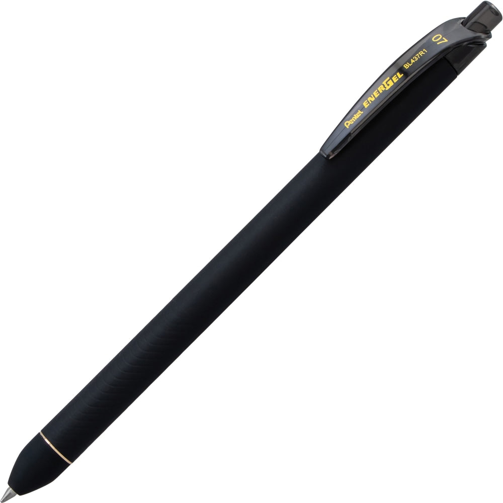 EnerGel Retractable Pens, Pack Of 12, Medium Point, 0.7 mm, Black Barrel, Black Ink