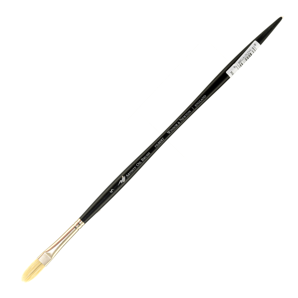 Winsor & Newton Artists Oil Paint Brush, Size 5, Filbert Bristle, Hog Hair, Black