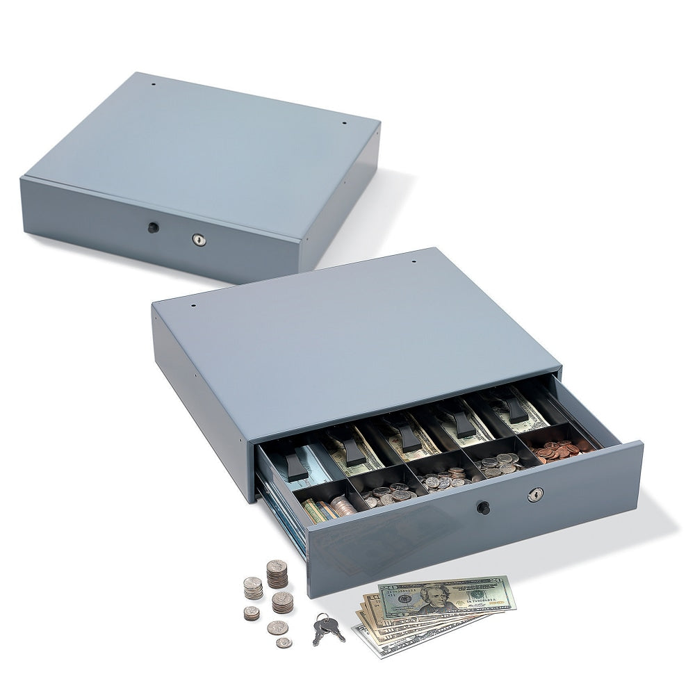 Office Depot Brand Large-Capacity Manual Cash Drawer, 3 7/8inH x 17 3/4inW x 15 7/8inD, Gray