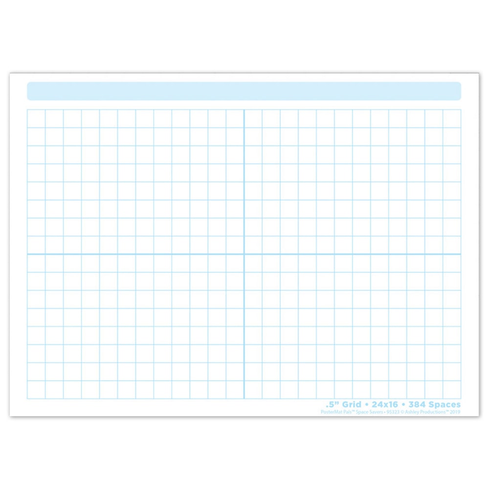 Ashley Productions Smart Poly PosterMat Pals Space Savers, 13in x 9-1/2in, 1/2in Grid Blocks, Pack Of 10 Pieces