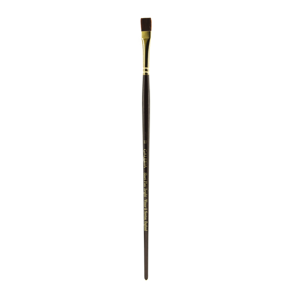 Winsor & Newton Galeria Long-Handle Paint Brush, Size 12, Flat Bristle, Polyester, Burgundy