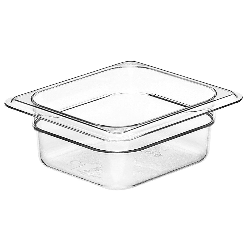 Cambro Camwear GN 1/6 Size 2in Food Pans, 2inH x 6-3/8inW x 7inD, Clear, Set Of 6 Pans