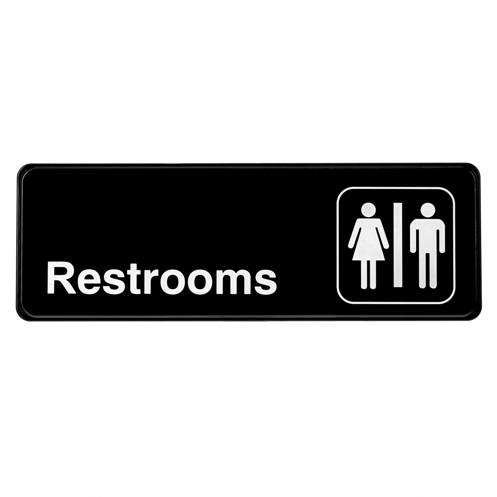 Alpine Unisex Restrooms Signs, 3in x 9in, Black/White, Pack Of 15 signs