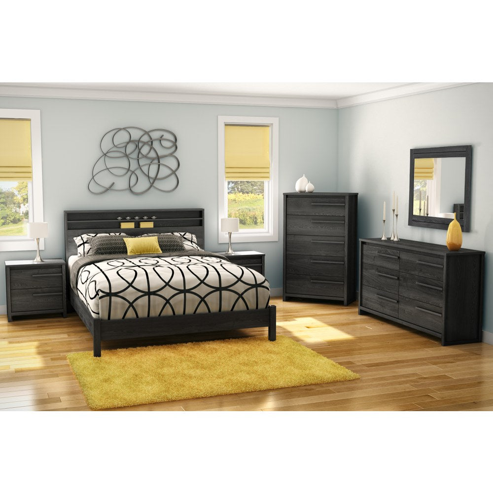 South Shore Tao 2-Drawer Nightstand, 22-1/2inH x 23-3/4inW x 17inD, Gray Oak