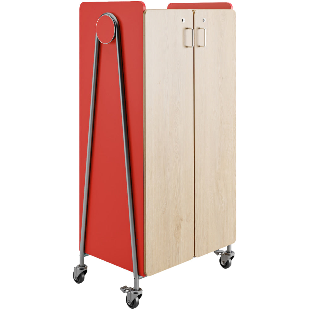 Safco Whiffle Double-Column 4-Shelf Rolling Storage Cart, 60inH x 30inW x 19-3/4inD, Red